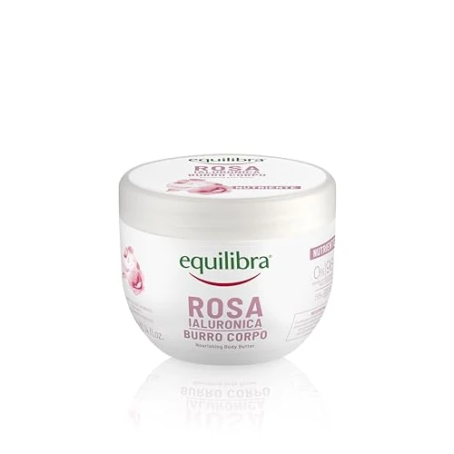 Equilibra, Burro Corpo, Azione Nutriente, 300ml, con Burro di Karité, Estratto di Rosa Damascena, Acido Ialuronico a Medio-Alto Peso, e Burro di Mango, Adatto a Pelli Sensibili