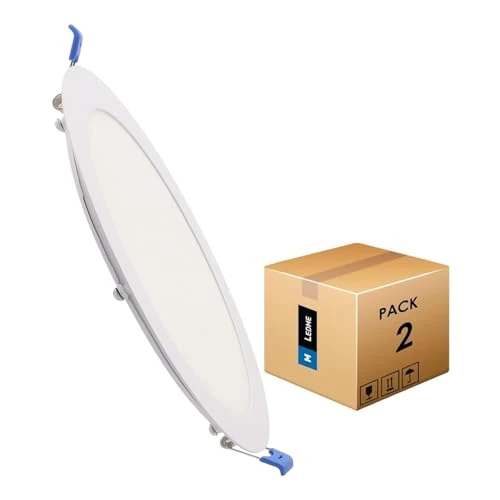 M Ledme - Pack 2, 220mm 20W LED Downlight, 2000 lumens, Circular Panel Extra Slim, Neutral Light Colour (4500K), Standard Cut 205mm, Driver Included, LM5552