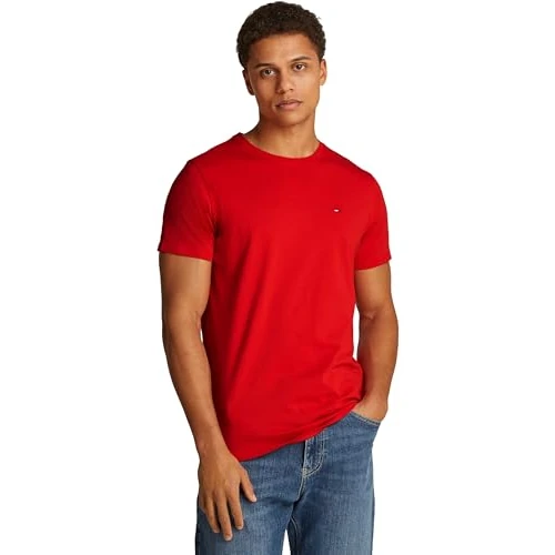 Tommy Jeans Męska koszulka TJM XSLIM Jersey DM0DM04411 S/S, czerwona (Red Hot), XS, Czerwony (czerwony gorący), XS
