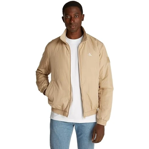Calvin Klein Jeans Kurtki męskie PADDED HARRINGTON J30J325592 Inne, Beżowe (trawertyn), 3XL, Beżowy (trawertyn), 3XL duże rozmiary