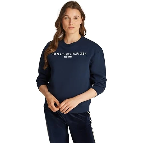 Tommy Hilfiger Women's Sweatshirt without Hood, Blue (Dark Night Navy), M