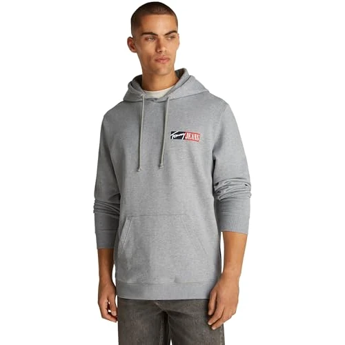 Tommy Jeans Heren TJM REG ENTRY GRAPHIC HOODIE EXT DM0DM20257 Pullover Hoodie, Grijs (Grijs Htr), XL, Grijs (Grijs Htr), XL