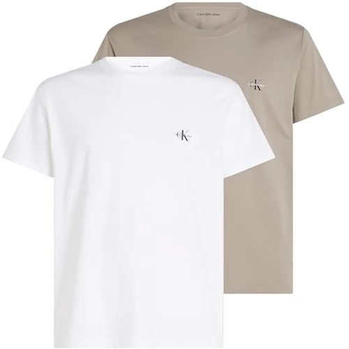 Tijdelijke aanbieding: Calvin Klein S/S T-shirt voor heren, Rock Ridge/Helder Wit, XXS van 53.62 EUR naar 53.62 EUR (korting 0%)