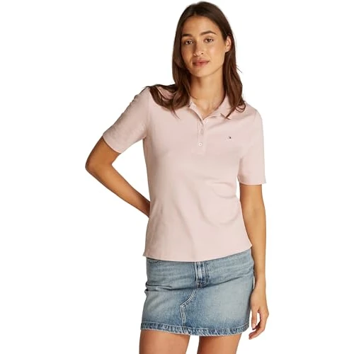 Tommy Hilfiger Damen Poloshirt Kurzarm 1985 Pique Regular Fit, Rosa (Foggy Pink), XXS