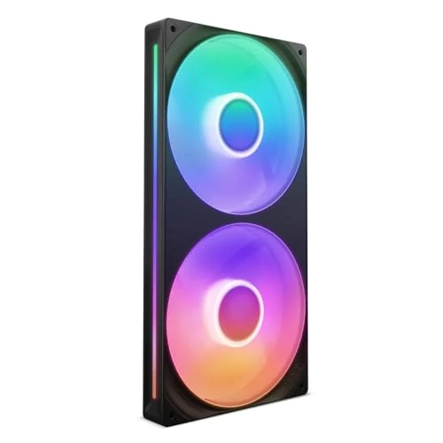 NZXT F280 RGB Core - Telaio singolo 280 mm con 2 ventole RGB 140 mm - Controllo velocità illuminazione - Alta pressione statica e flusso d'aria - Cuscinetti fluidodinamici - 8 LED aRGB - Nero