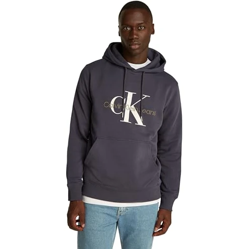 Limited-time offer: Calvin Klein Men's Seasonal Monologo Regular Hoodie, Grey (Ebony), XS from 45.00 GBP to 39.60 GBP (save 12%)