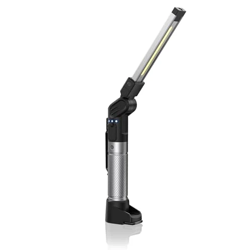 Offerta a tempo: HOTLIGH lampada da lavoro - 800 lumen torcia led ricaricabile con design pieghevole multifunzionale, 2200 mAh lampada officina, 3 modalità di illuminazione luce led ricaricabile, 1 confezione - 36% da 29.99 € a 19.11 €