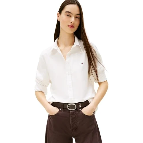 Zeitlich begrenztes Angebot: Tommy Jeans Damen Hemd Oxford Regular Fit, Weiß (Ecru), L von 89.90 € auf 71.99 € (20% Rabatt)