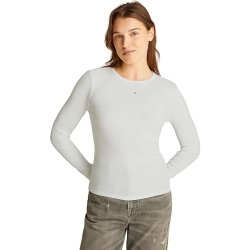 Oferta limitada: Tommy Jeans Camiseta de Manga Larga Mujer Slim Fit Essential de algodón, Blanco (Ecru), XL de 44.90 EUR a 35.92 EUR (ahorro 20%)