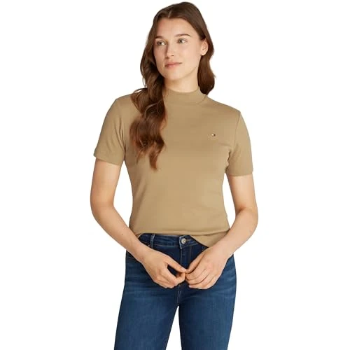 Begrenztes Angebot: Tommy Hilfiger Damen T-Shirt Kurzarm Slim Cody Crop Mock-Kragen von 29.30 EUR auf 29.30 EUR (Rabatt 0%)