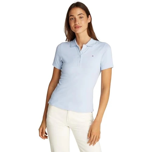 Limited-time offer: Tommy Hilfiger Women's Short Sleeve Slim Fit Polo Shirt, Blue (Breezy Blue), XXS from 37.85 £ to 37.85 £ (save 0.00%)