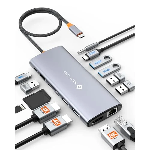 Offerta a tempo: NOVOO Docking Station USB-C 14-in-1, Triplo Display, PD 100W, SD/TF - 0.00% da 46.99 € a 46.99 €