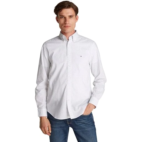 Offerta a tempo: Tommy Hilfiger Uomo Camicia Flex Poplin Polka DOT Regular Fit, Bianco (Optic White/Navy DOT), 3XL - 50% da 89.90 € a 45.33 €