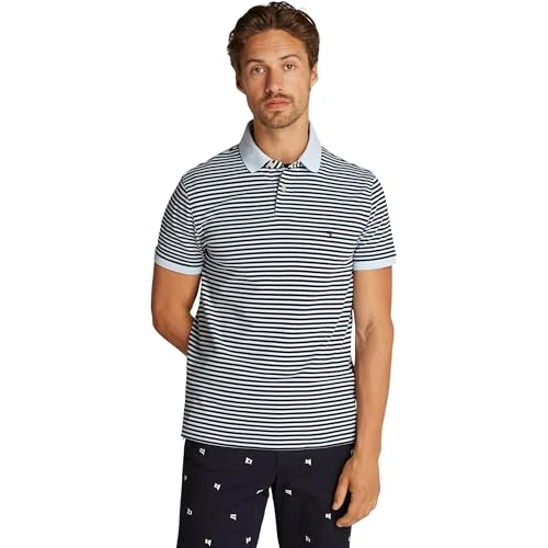 Tommy Hilfiger Męskie 1985 Regular Polo MW0MW17770 S/S Polo, Niebieskie, 3XL, Niebieski (Breezy Blue/Desert Sky), 3XL