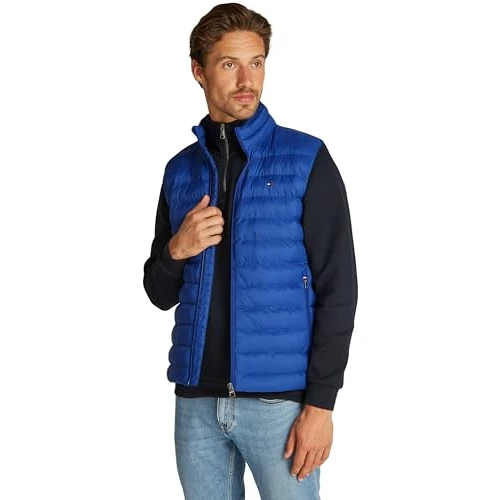 Tommy Hilfiger Men’s Stand Collar Recycled Packaway Gilet, Blue (Wedge Blue), M