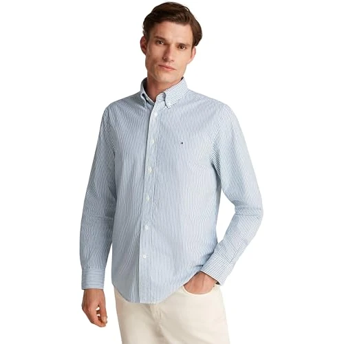 Tijdelijke aanbieding: Tommy Hilfiger Heren L/S Shirt, Blauw (Nouveau Groen/Multi), XS van 71.41 € naar 71.41 € (0.00% korting)