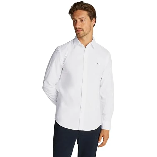 Limited-time offer: Tommy Hilfiger Men’s Flex Poplin Kent Collar Business Shirt, White (Optic White), S from 75.00 GBP to 37.56 GBP (save 50%)
