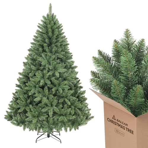Oferta limitada: SALCAR Árbol de Navidad Artificial de 180 cm, con 730 Puntas, Abeto Verde con Sistema Plegable, 126 cm de diámetro de 99.99 EUR a 79.99 EUR (ahorro 20%)