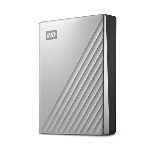 WD 6TB My Passport Ultra for Mac, portable external hard drive, USB-C, Mac Compatible, portable external storage, software with defense against ransomware, backup and password protection, Silver