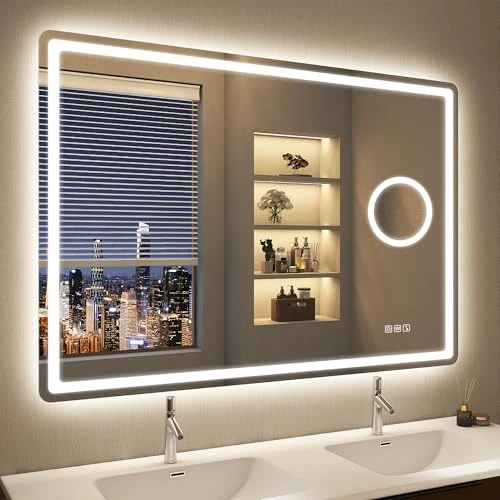 Offerta a tempo: STARLEAD 70x100cm Specchio-Bagno-con-Luce e Ingrandimento 5X, Specchiera-Bagno con Bluetooth, Antifog, Dimmerabile, 3 Colori Luce, Memoria, Vetro Temperato HD, Impermeabile IP44 - 5% da 229.99 € a 218.49 €