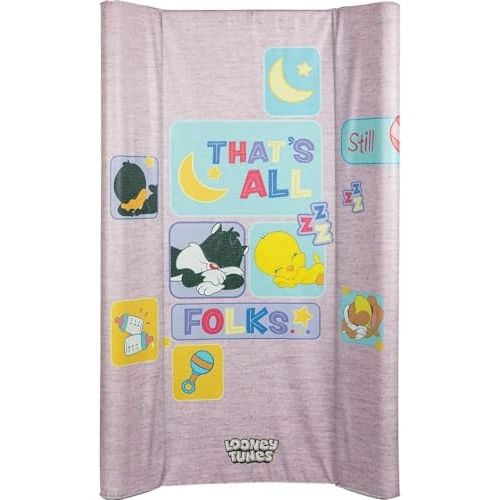 Tataway Warner Bros Looney Tunes przewijak z bokami i grafiką Titti i Silvestro, mata do przewijania stołu dla dzieci, wymiary 81 x 50 x 9,5 cm