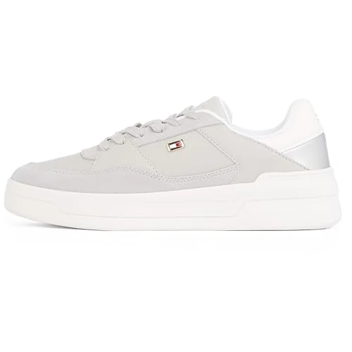 Tommy Hilfiger Dames Essent Basket Sneaker Metallic Fw0fw08615, Grijs Fluister, 39 EU