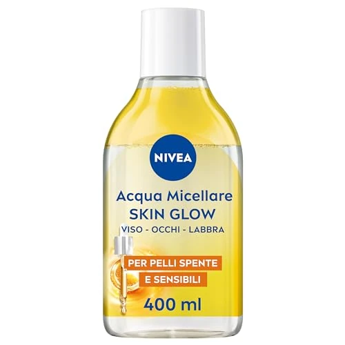NIVEA Micellair Water Skin Glow 400 ml, gezichts- en oogmake-up remover met 5% serum + aminoacid complex gezichtsreiniger, oog- en lippenreiniger zonder uitspoelen voor dof en gevoelige