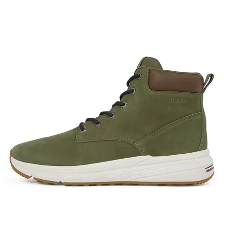 Tommy Hilfiger Men’s Light Hybrid Leather Ankle Boots, Green (Army Green), 10.5