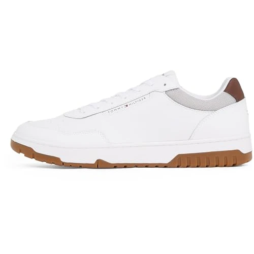 Tommy Hilfiger Heren Th Basket Core Lite LTH Fm0fm05369Sneakers, Wit Grijs Whisper, 41 EU