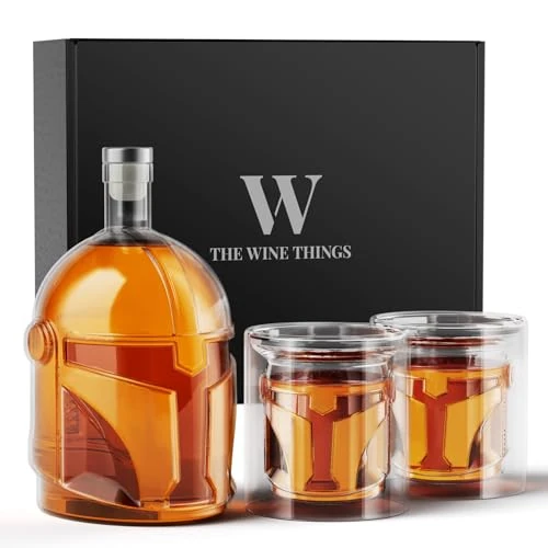 The Wine Things Whiskey Decanter Sets with 2 Glasses for Men Dad, Unique Gift for Husband, Boyfriend, Brother, Christmas, Anniversary Birthday Gift Ideas, Cool Drinking Accessories for Home Bar