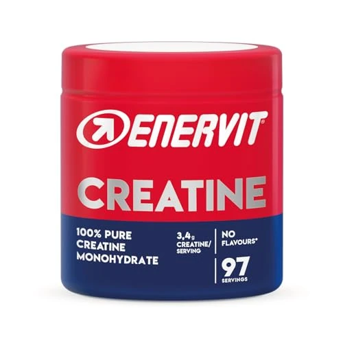 Offerta a tempo: Enervit, Creatina Monoidrato Pura, Senza Aromi, Per Migliorare le Performance muscolare, 3,4g di Creatina per Porzione, Da Assumere nel Corso della Giornata, Vegan, Barattolo da 330g - 43% da 28.00 € a 15.99 €
