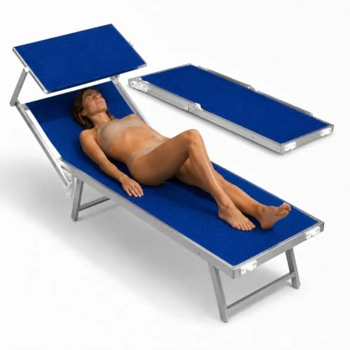Offerta a tempo: Avilia - Lettino Prendisole da Giardino con Parasole Girevole 360° – Alluminio, Texilene, 150 kg | Sdraio da Mare Pieghevole, Schienale 30-40°, L60×P186×A44/94 cm, Chiuso L60×A148 cm - 0.00% da 79.90 € a 79.90 €