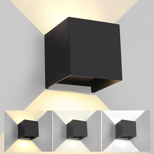 Offerta a tempo: FUPE LED 15W Applique da Parete Interno/Esterno Regolabile 3 Colori 11CM Cubo IP65 Impermeabile Lampada da Esterno Parete Applique Esterni Muro Quadrata Angolo del Fascio Regolabile Moderne Nero - 26% da 38.99 € a 28.99 €