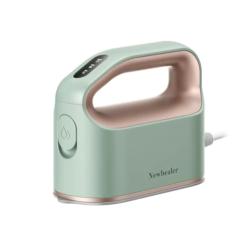 Newbealer Ferro da Stiro a Vapore, Mini Ferro da Stiro da Viaggio, Vapore Turbo, Piastra in Ceramica e Temperatura Regolabile, Stiratura Verticale, Compatto Portatile e Leggero, Spegnimento Automatico