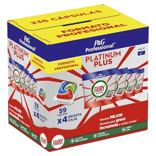 Offerta a tempo: Fairy Professional Platinum Plus Pastiglie Per Lavastoviglie 236 Lavaggi (59x4) Contro il Grasso Incrostato Anche Nei Cicli Brevi, Sistema Di Prelavaggio e Anticalcare Integrato, Per Uso Professionale - 42% da 73.15 € a 42.70 €