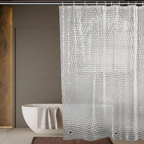 Offerta a tempo: OTraki Tenda Doccia Antimuffa 180 x 180 cm, Tende Doccia Rigida Trasparente in EVA, Tenda per Doccia Impermeabile, Tenda Vasca da Bagno Lavabile, 3D Shower Curtain con 12 Ganci/3 Pesi - 0.00% da 14.99 € a 14.99 €