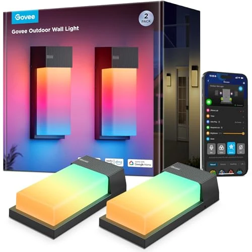 Offerta a tempo: Govee Applique da Esterno RGBIC, 1500lm Lampada da Esterno, IP65, 2 Pezzi - 43% da 191.88 € a 109.99 €