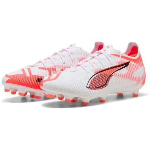 Offerta a tempo: PUMA Ultra 5 PRO FG/AG - Scarpe da Calcio Unisex, PUMA White-PUMA Black-Glowing Red, - 55% da 139.95 € a 63.00 €