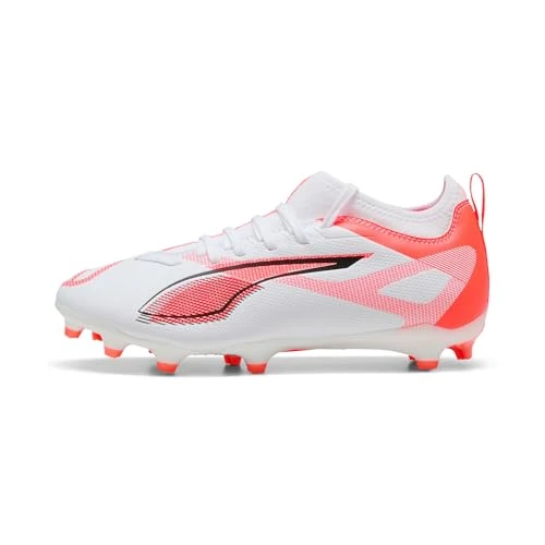 Oferta limitada: PUMA - Ultra 5 Match FG/AG JR, Zapatillas de fútbol Unisexo, PUMA White-PUMA Black-Glowing Red, de 64.95 EUR a 38.95 EUR (ahorro 40%)