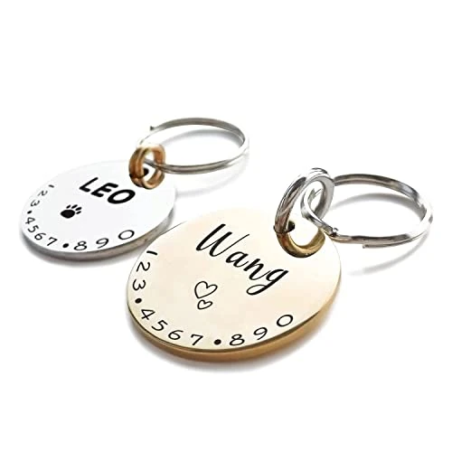 Cats Dogs ID Tags Personalized Lovely Symbols Pets Collar Name Accessories Simple Custom Engraved Products for Four Legged Child Necklace Chain Anti-Lost Charm (Shiny Steel, Medium 1.14")
