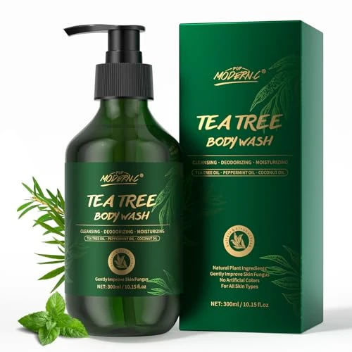 Tijdelijke aanbieding: Tea Tree Body Wash, Tea Tree Douchegel met Pepermuntolie en Kokosolie, Verbetert Huidschimmel, Jeukende Huid, Jock Itch, Voetschimmel, Eczeem en Lichaamsgeur, Douchegel met Pomp Voor Mannen, 300 ml van 16.99 EUR naar 16.99 EUR (korting 0%)