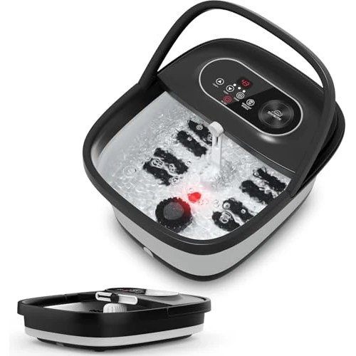 Offerta a tempo: Snailax Pediluvio Con Calore - 14 Livelli di Riscaldamento, Rulli Shiatsu, Bolle, Luce Rossa, Timer - Elettrico 35℃-48℃, Massaggiatore per Piedi Pieghevole - 0.00% da 58.99 € a 58.99 €