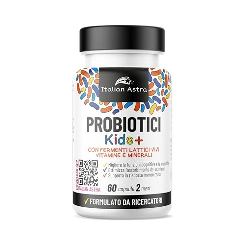 Offerta a tempo: DAI RICERCATORI AI CONSUMATORI, Fermenti Lattici Probiotici per Bambini, Capsule Apribili e Scioglibili in Acqua/Succo/Latte, + Vitamina C, Vitamina D e Ferro - 60 Capsule 2 Mesi — 38% da 25,90 € a 16,15 €
