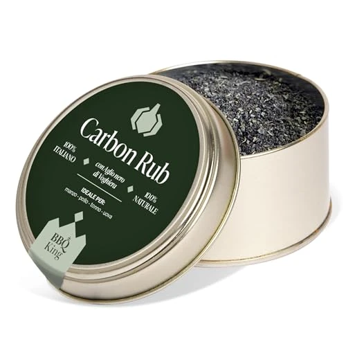 Oferta limitada: BBQ KING - Carbon Rub Envase de 70 g, adobo seco negro para ternera, pollo, atún y huevos, 100% Made in Italy, con carbón vegetal, ajo negro DOP y mantequilla en polvo alpina de 9.50 € a 9.50 € (ahorro 0.0%)