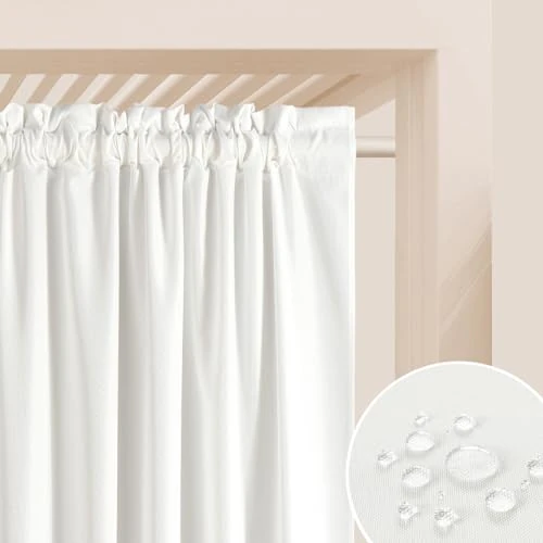 Offerta a tempo: ROOM99 Tenda per esterni con nastro arricciato, 155 x 200 cm di larghezza x altezza per esterni, resistente alle intemperie, impermeabile, protezione solare, da giardino, antivento, ecru - 0.00% da 21.20 € a 21.20 €