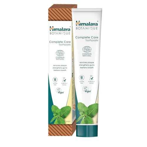 Ecocert Cosmos Naturalny Atestowany Himalaya Botanique Complete Care Herbal Toothpaste z Organicznymi Aktywnymi, smaku mięty, zwalcza płytkę nazębną, odświeża oddech, bez fluoru, 75 ml