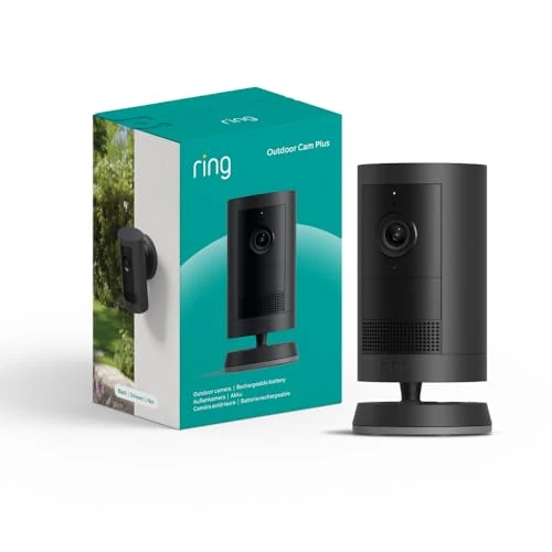 Ring Videocamera esterna Plus a batteria (Outdoor Camera Plus Ultimo modello) Video 2K grandangolare Videocamera di sicurezza wireless fai-da-te | Prova gratuita di 30 giorni piano d'abbonamento Ring