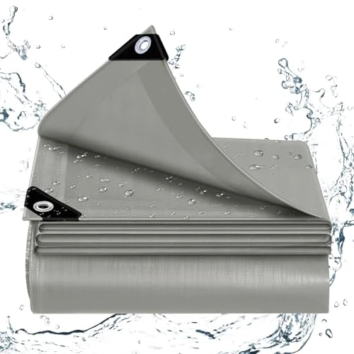 Tijdelijke aanbieding: WOLTU Waterdicht afdekzeil voor buiten, ingestanste oogjes, PE 140 gr./m², afdekking voor zwembad, auto, tuinmeubelen, regenbestendig en winddicht, 5 x 5 m, grijs van 34.99 € naar 34.99 € (0.00% korting)