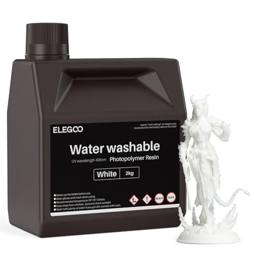 ELEGOO Imprimante 3D lavable à l'eau résine LCD résine photopolymérisante UV 405nm résine photopolymère pour impression 3D LCD 2000 g blanc