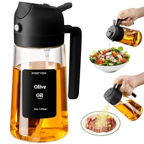 Offre limitee: SWEET VIEW 470 ML Spray Pour Huile et Distributeur d Huile, Huile d'olive Distributeur verseur pour, Cuisine,Friteuse d'air,Salade, Barbecue (Noir) de 11.99 EUR a 11.99 EUR (economie 0%)